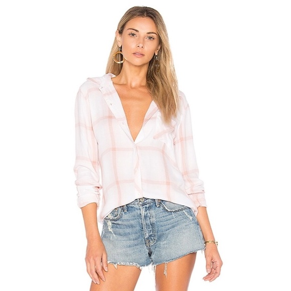 RAILS Hunter Button Down Plaid Shirt in White / Blush / Sand - Picture 1 of 5